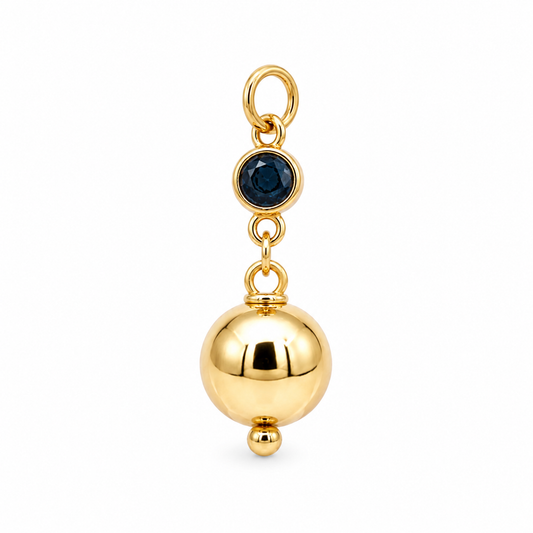 Genuine 9ct 9k 375 Genuine Yellow, Rose or White Gold London Blue Topaz Ball Round Circle Pendant