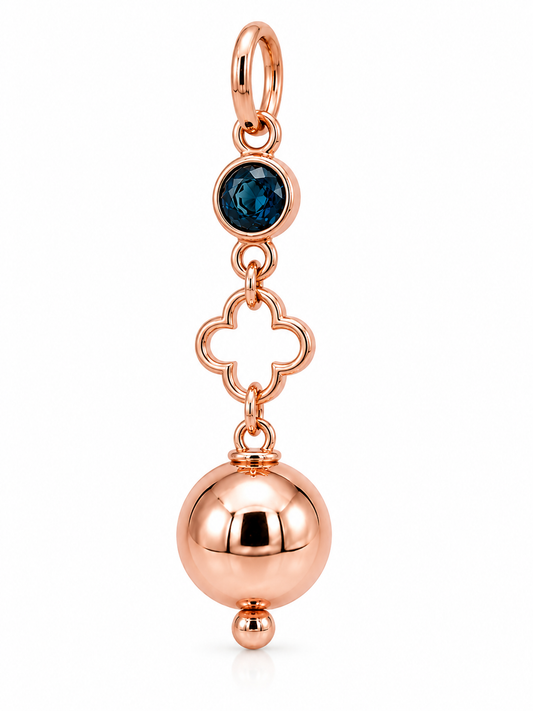 Genuine 9ct 9K 375 Yellow, Rose or White Gold London Blue Topaz Ball Clover Round Circle Pendant