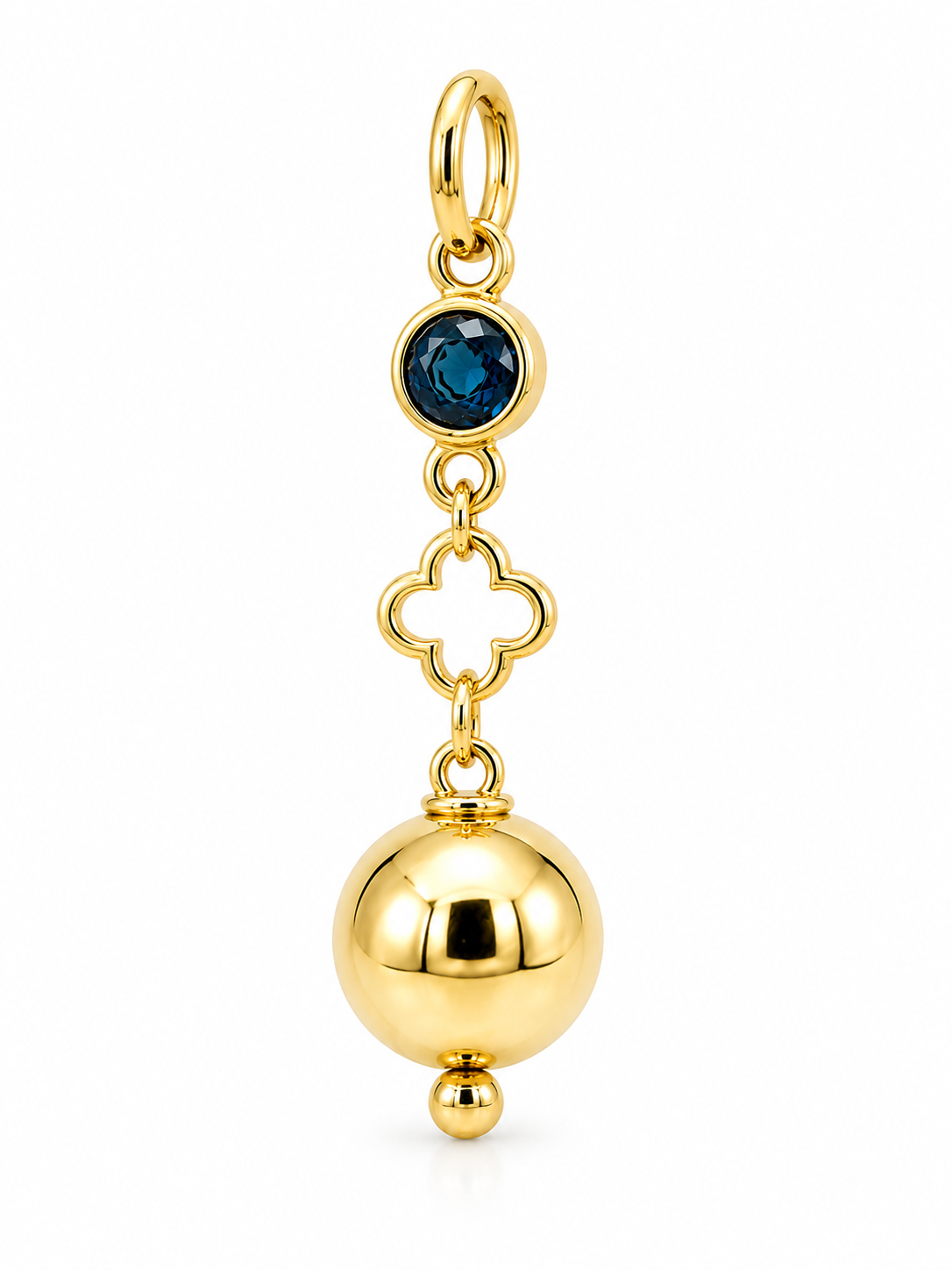 Genuine 9ct 9K 375 Yellow, Rose or White Gold London Blue Topaz Ball Clover Round Circle Pendant