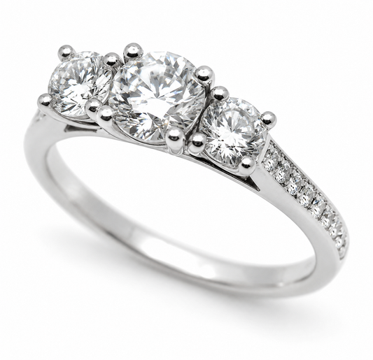 Size P Sterling Silver 925 Cubic Zirconia Trilogy Ring