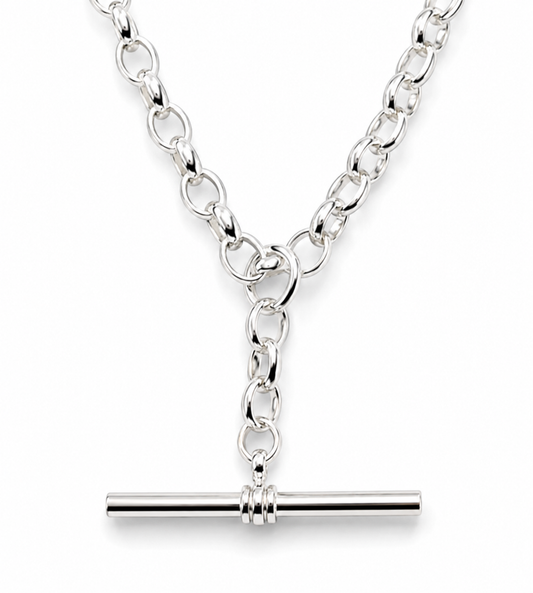 Genuine Sterling Silver 925 Antique Oval Belcher Link FOB Chain Necklace