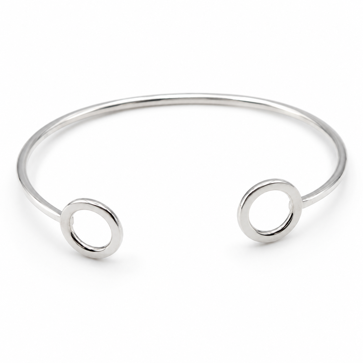 Solid Sterling Silver 925 1.8mm Wide Open Circle Bangle 60mm Oval
