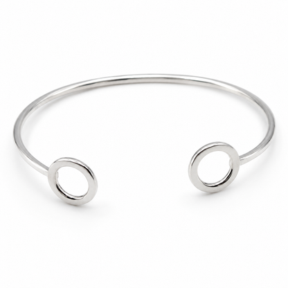 Solid Sterling Silver 925 1.8mm Wide Open Circle Bangle 60mm Oval