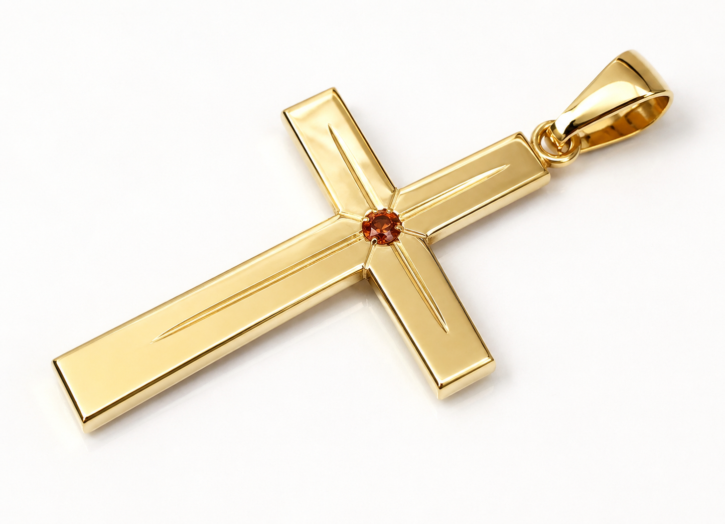 Kaedesigns Large Heavy Ruby Set 9ct 9k 375 Yellow, Rose or White Gold Cross Crucifix Pendant