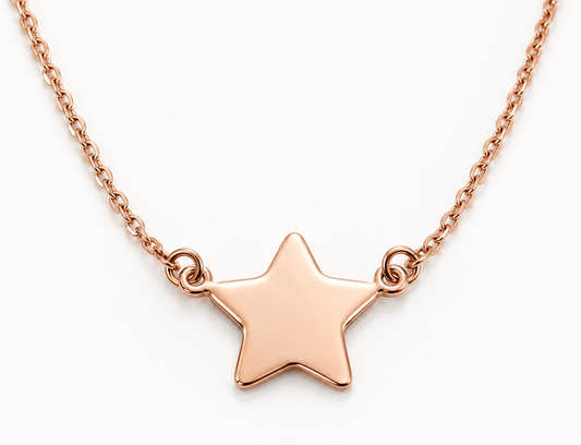 Genuine 52cm 9ct 9K 375 Yellow, Rose or White Gold Belcher Chain Necklace With Star