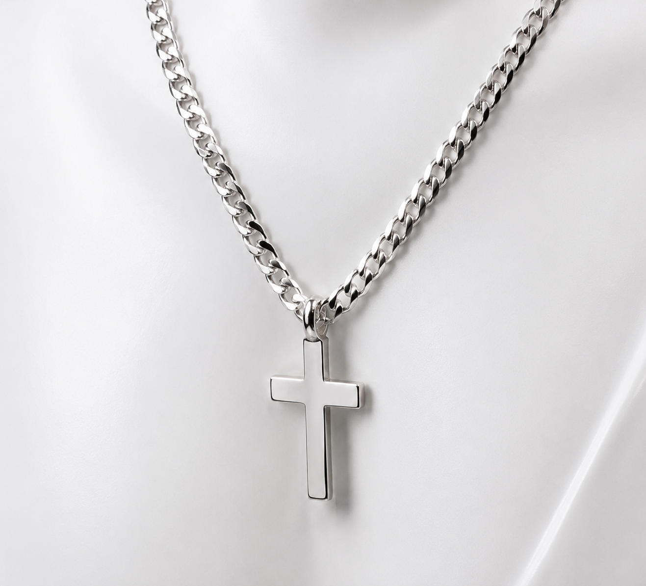 Kaedesigns Full Solid New Sterling Silver 925 Plain Cross Pendant & 60cm Chain