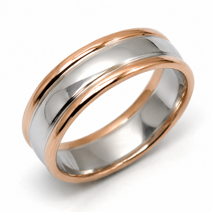 Kaedesigns Genuine Solid 9ct 9K 375 White & Rose Gold Heavy Band Ring - Choose your ring size Q to Z