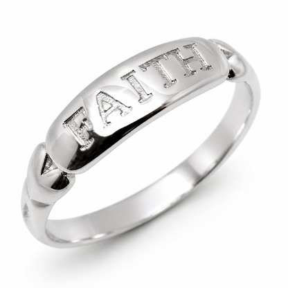 Genuine Solid Sterling Silver 925 Faith Ring - Choose your size H to P