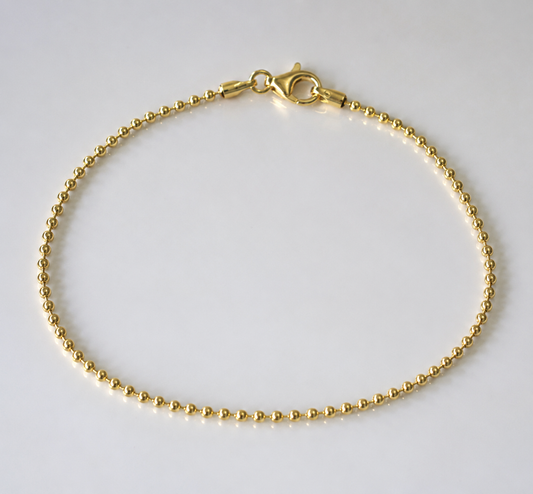 Genuine 9ct 9k 375 Yellow Gold 1.5mm 19cm Ball Bracelet