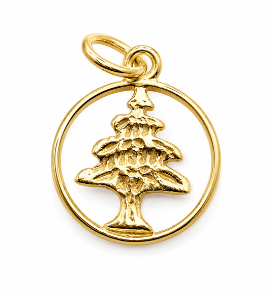 Genuine 9ct Yellow, Rose or White Gold 375 Small Cedar Tree of Lebanon Pendant Charm
