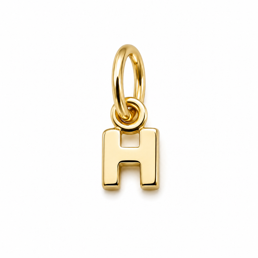 Genuine 9ct 9kt 375 Tiny Very Small Yellow, Rose or White Gold Initial Pendant Charm H