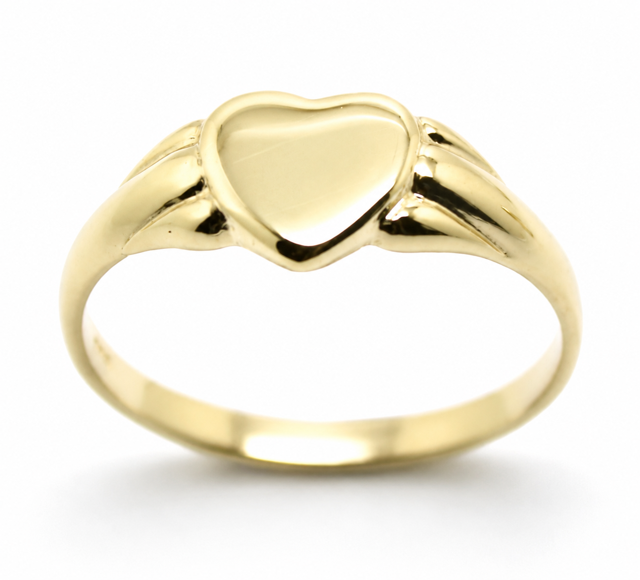 Genuine 9ct 9k 375 Yellow, Rose or White Gold Heart Signet Ring - July Birthstone 324