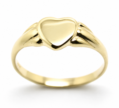 Genuine 9ct 9k 375 Yellow, Rose or White Gold Heart Signet Ring - July Birthstone 324