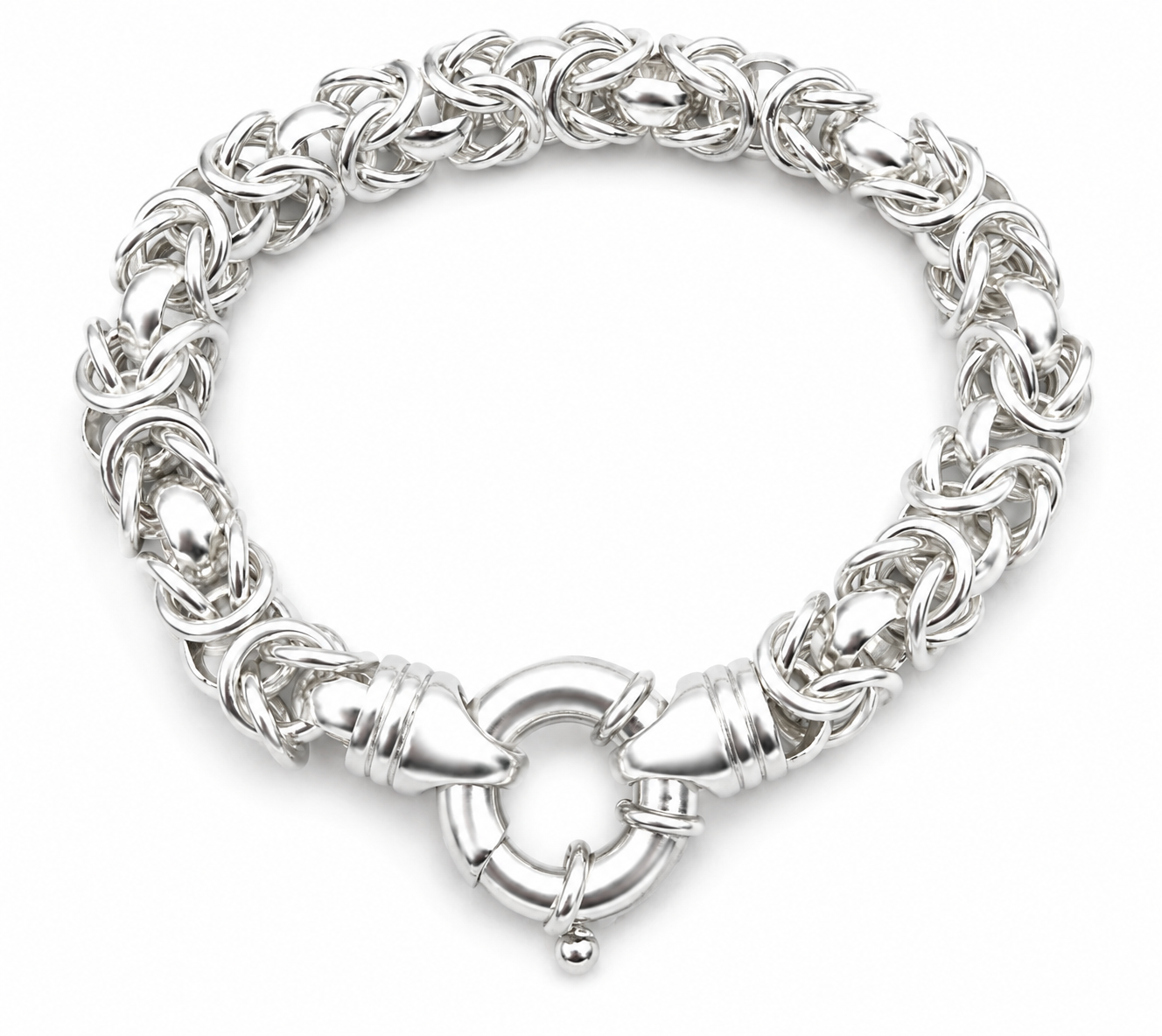 Fine Silver 999 Kerb Byzantine Heavy Bracelet 21cm 53g