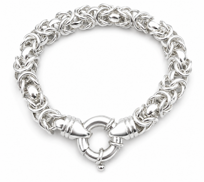 Fine Silver 999 Kerb Byzantine Heavy Bracelet 21cm 53g