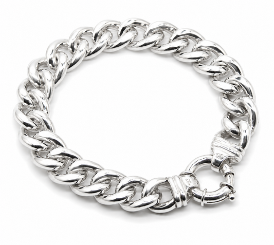Fine Silver 999 Kerb Curb Bracelet 21cm 81.60grams