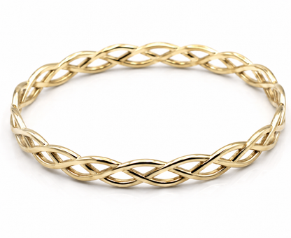 Genuine 9ct 9k 375 Yellow, Rose or White Gold Celtic Knot Oval Bangle 7.1cm X 6cm