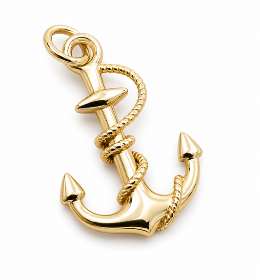 Genuine, Heavy 9ct 9kt 375 Yellow, Rose or White Gold Large Solid Anchor Boat Pendant Charm