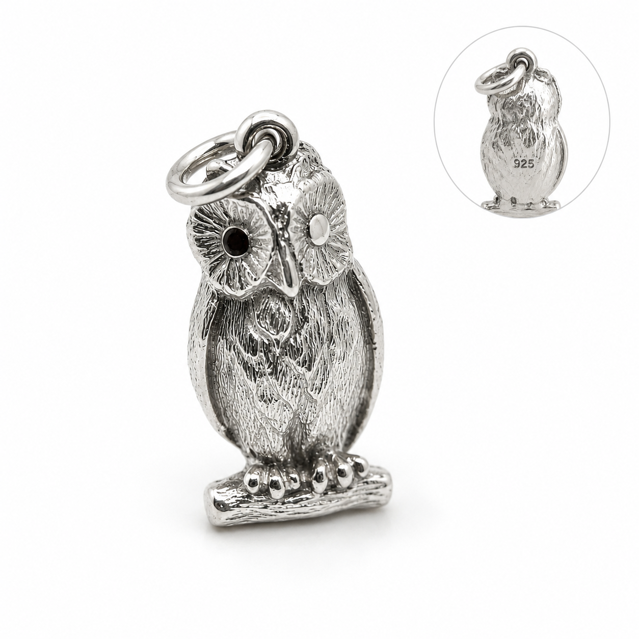 Heavy Genuine Sterling Silver 925 3D Heavy Owl Pendant