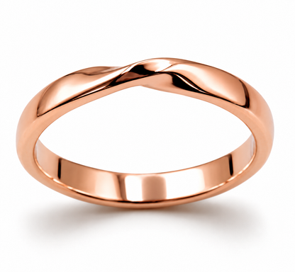 Size M 1/2 Twisted Genuine 18ct 18k Yellow, Rose or White Gold 3mm Wide Wedding Band Ring