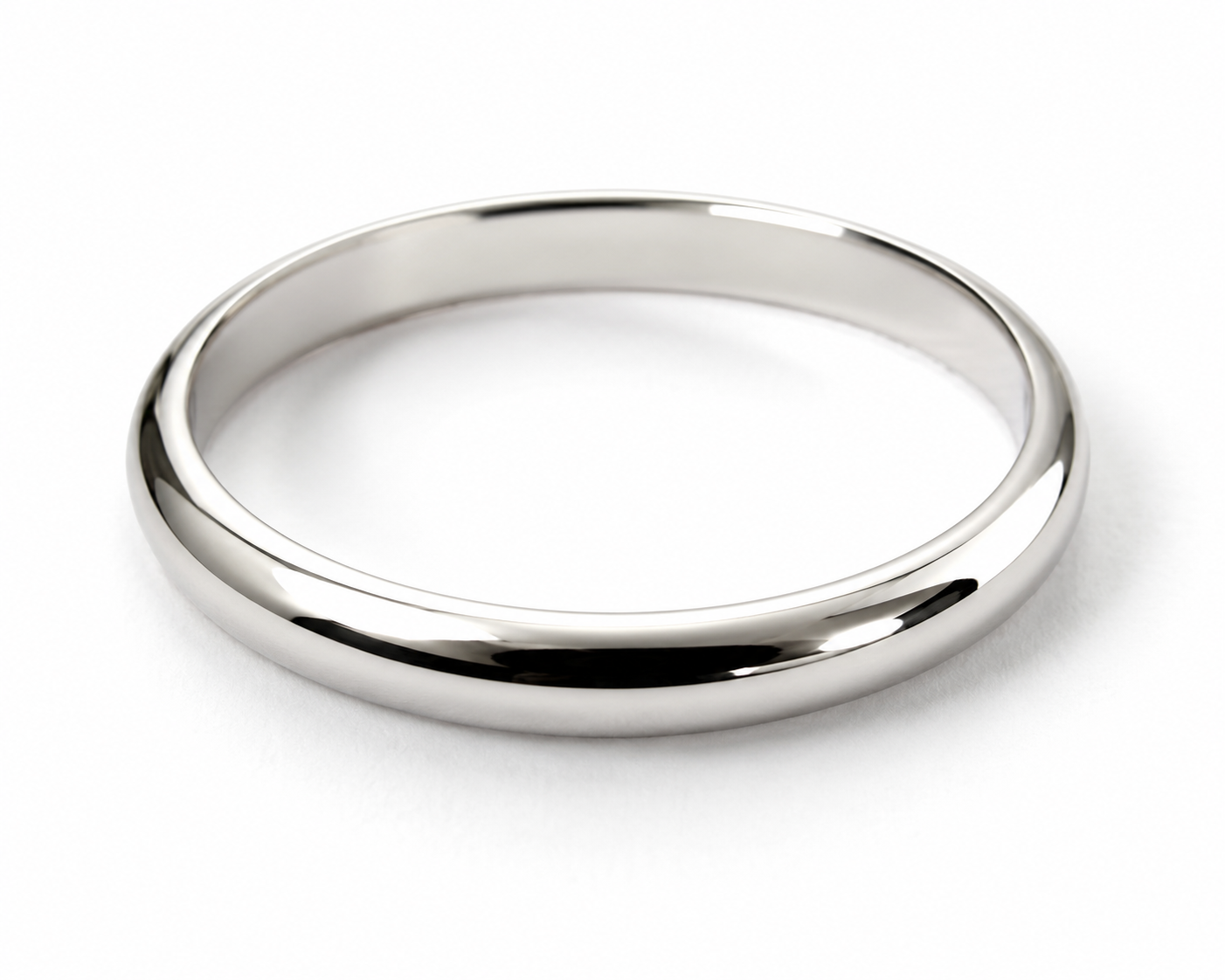 Size Q1/2 18ct White Gold Full Solid 2.6mm Wedding Band Ring Hallmarked 750