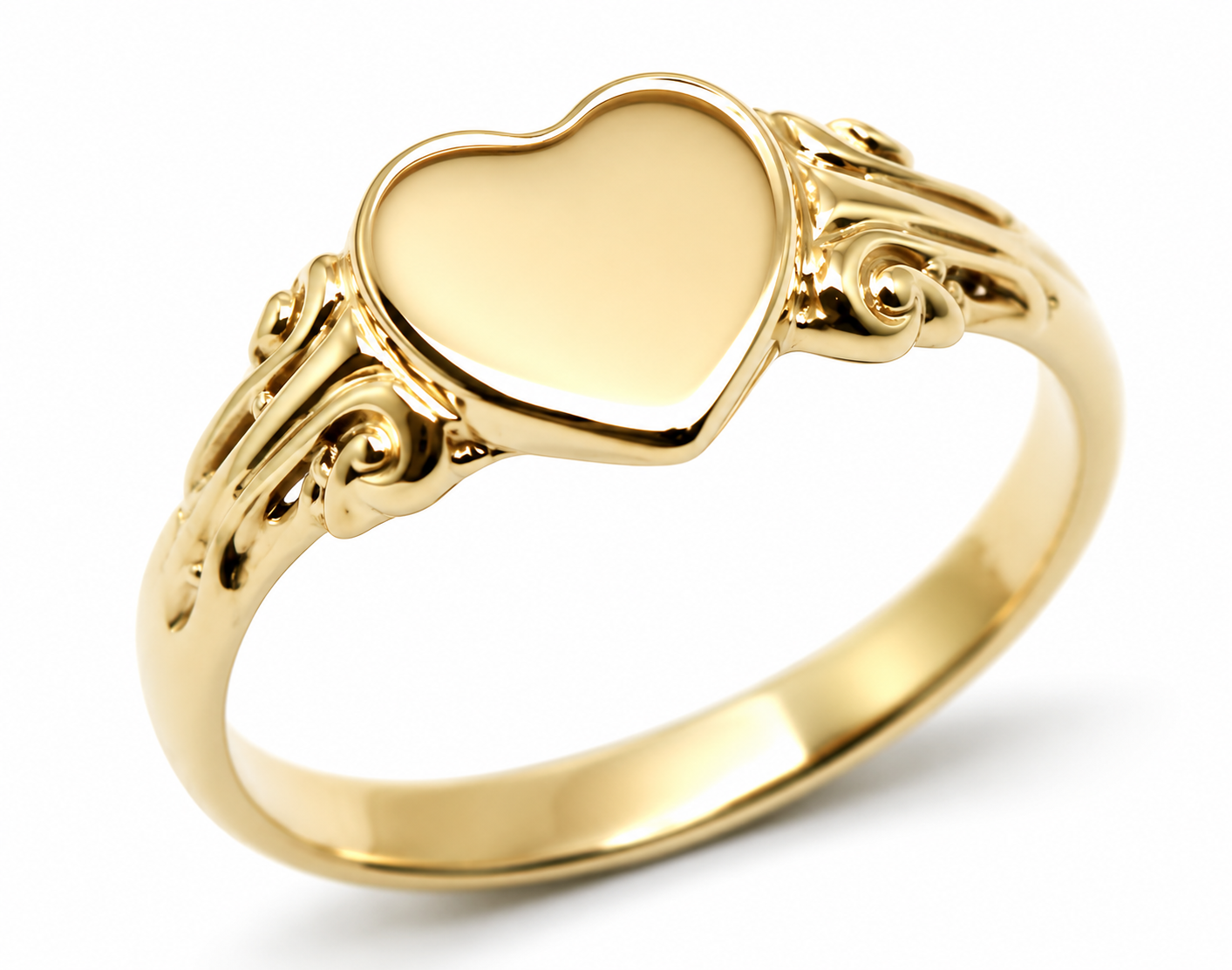 Genuine 9ct 9Kt 375 Yellow, Rose or White Gold 375 Heart Signet Ring - Choose your size H to P