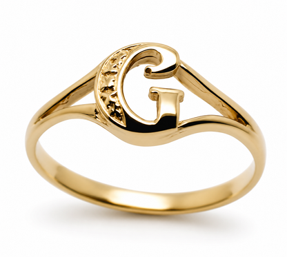 Genuine Delicate 9ct 375 Yellow, Rose or White Gold Initial Ring G