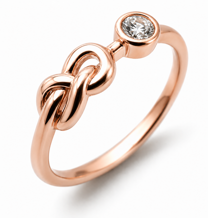 Genuine 9ct 9kt 375 Yellow, Rose or White Gold Infinity Delicate Pinky Ring + Lab Grown Diamond