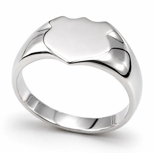 Kaedesigns Solid Genuine Large Mens Sterling Silver 925 Shield Signet Ring - Choose your ring size H to P