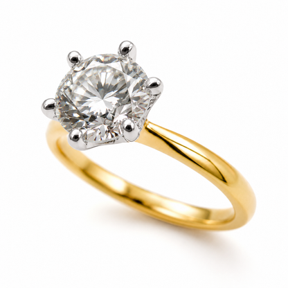 Genuine 9ct Solid Yellow Gold + White Gold setting 1ct Lab Grown Diamond Ring