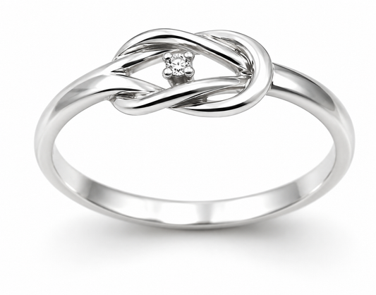 Genuine New Sterling Silver 925 Infinity Diamond Knot Ring Size P / 7.5