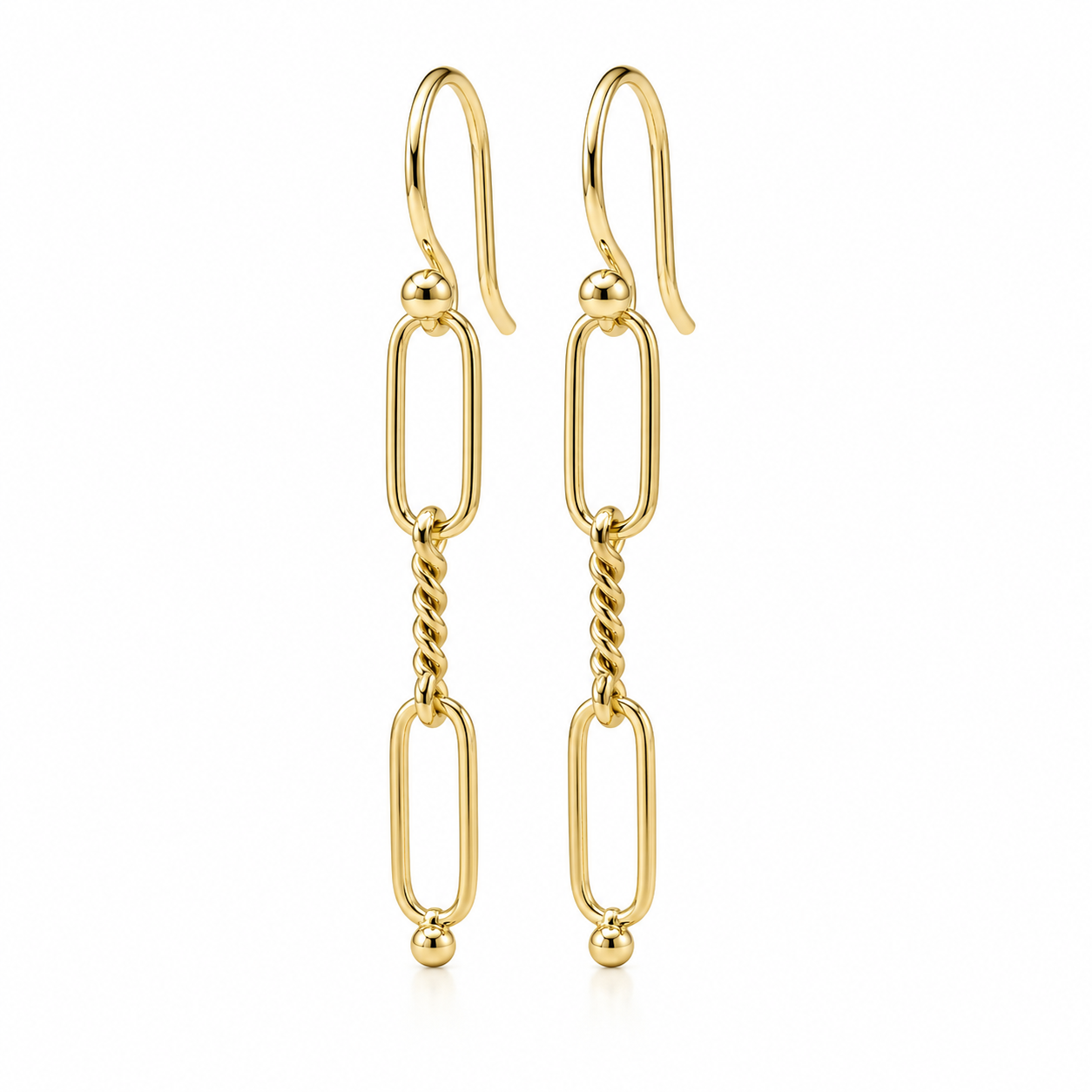Genuine 9ct 9k 375 Yellow, Rose or White Gold Paper Clip Hook Earrings
