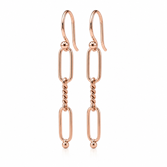 Genuine 9ct 9k 375 Yellow, Rose or White Gold Paper Clip Hook Earrings