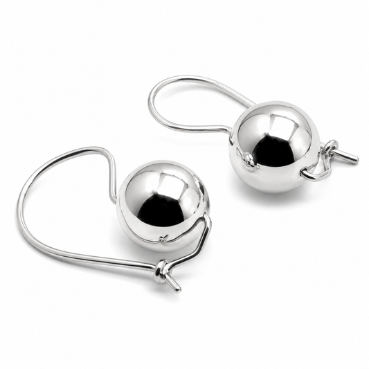 Genuine Extra Large Sterling Silver 925 14mm Ball Drop Earrings