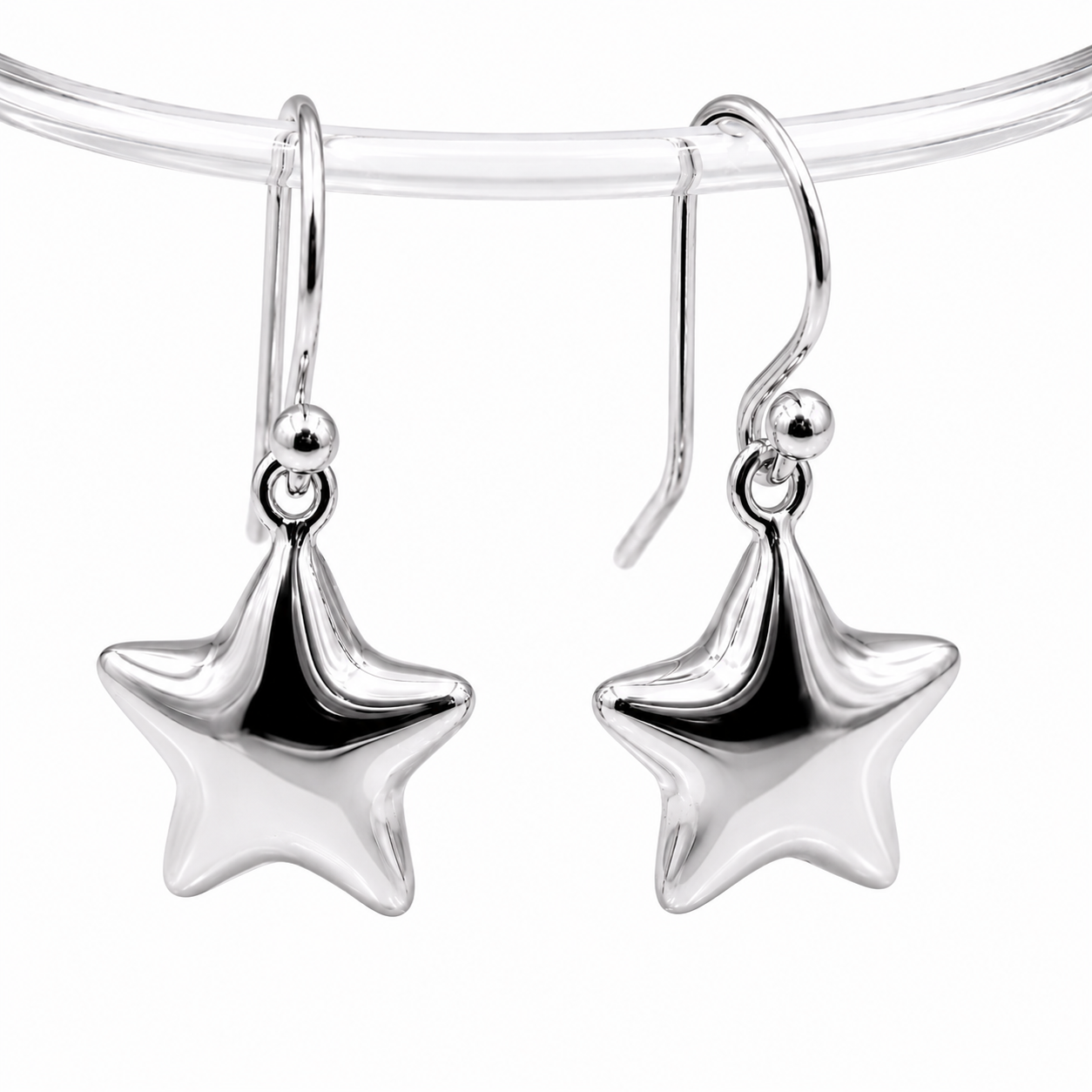 Kaedesigns, 9ct 9k 375 Yellow, White or Rose Gold Bubble Drop Star Hook Earrings