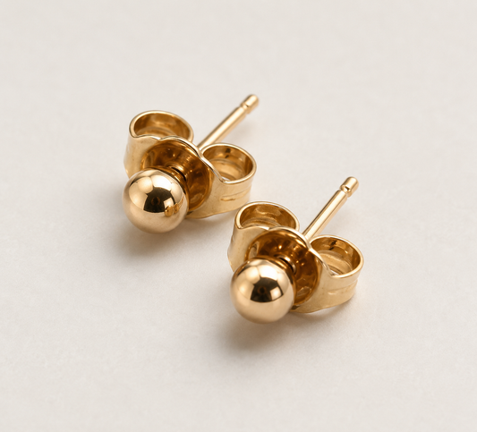 Kaedesigns, New 9ct 9k Yellow Gold 3mm Stud Ball Earrings