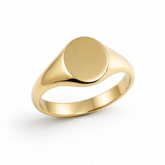 Genuine Solid 9ct 9K 375 Yellow Gold Oval Signet Ring 9mm x 7mm -  Choose your size