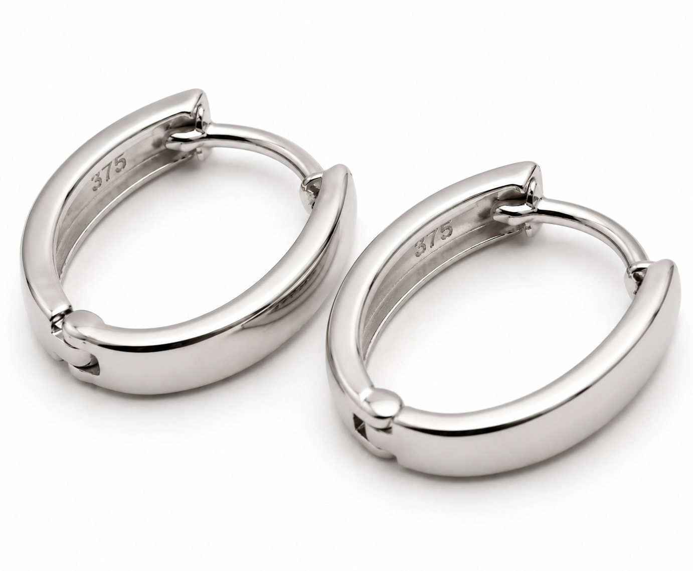 Genuine 9ct 9K 375 Yellow, Rose or White Gold Small Hoop Huggie Oval Earrings