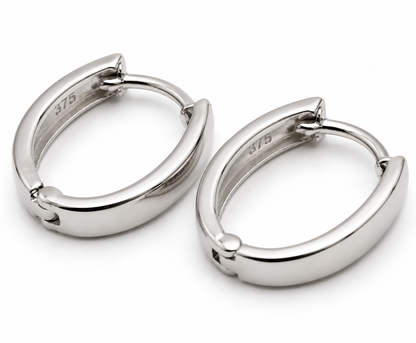 Genuine 9ct 9K 375 Yellow, Rose or White Gold Small Hoop Huggie Oval Earrings