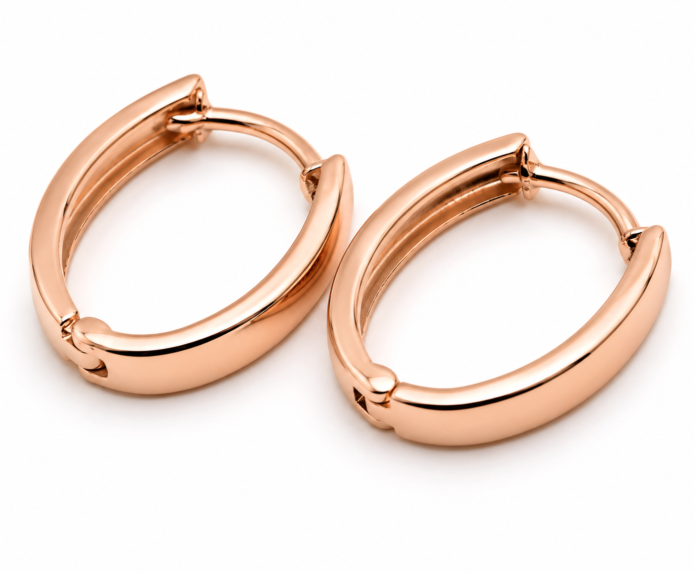 Genuine 9ct 9K 375 Yellow, Rose or White Gold Small Hoop Huggie Oval Earrings