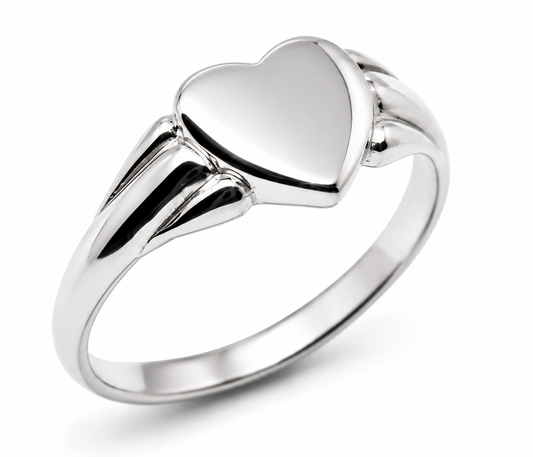 Kaedesigns, Genuine 925 New Childs Solid Sterling Silver Heart Signet Ring 324