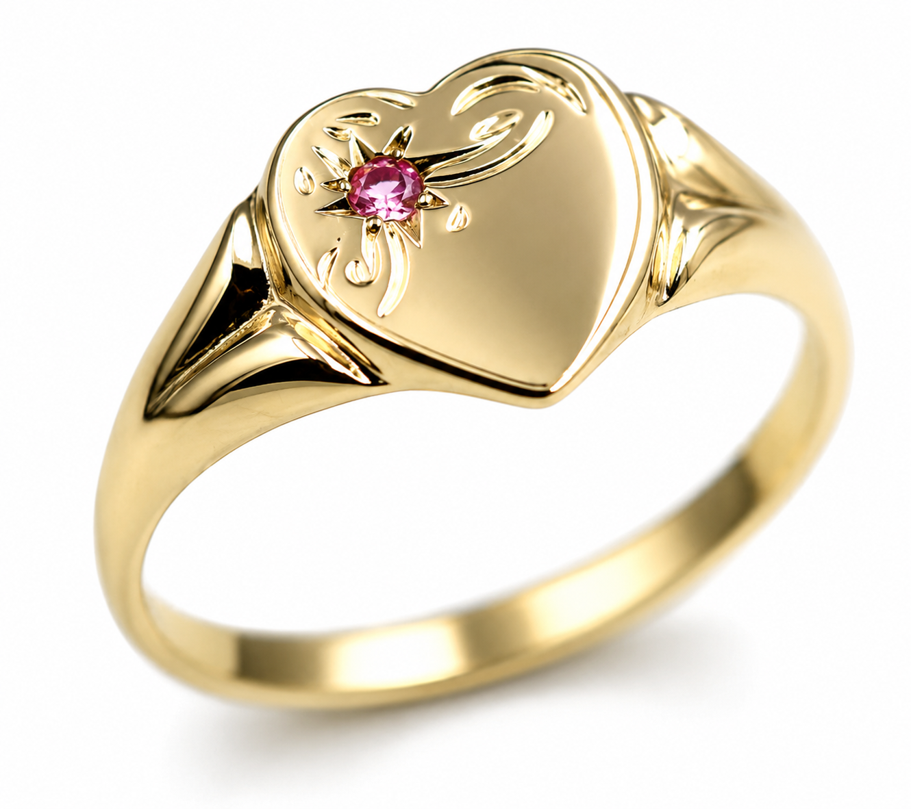 Genuine 9ct 9K Yellow, Rose or White Gold Pink Tourmaline (Birthstone- October) Signet Ring 265 265