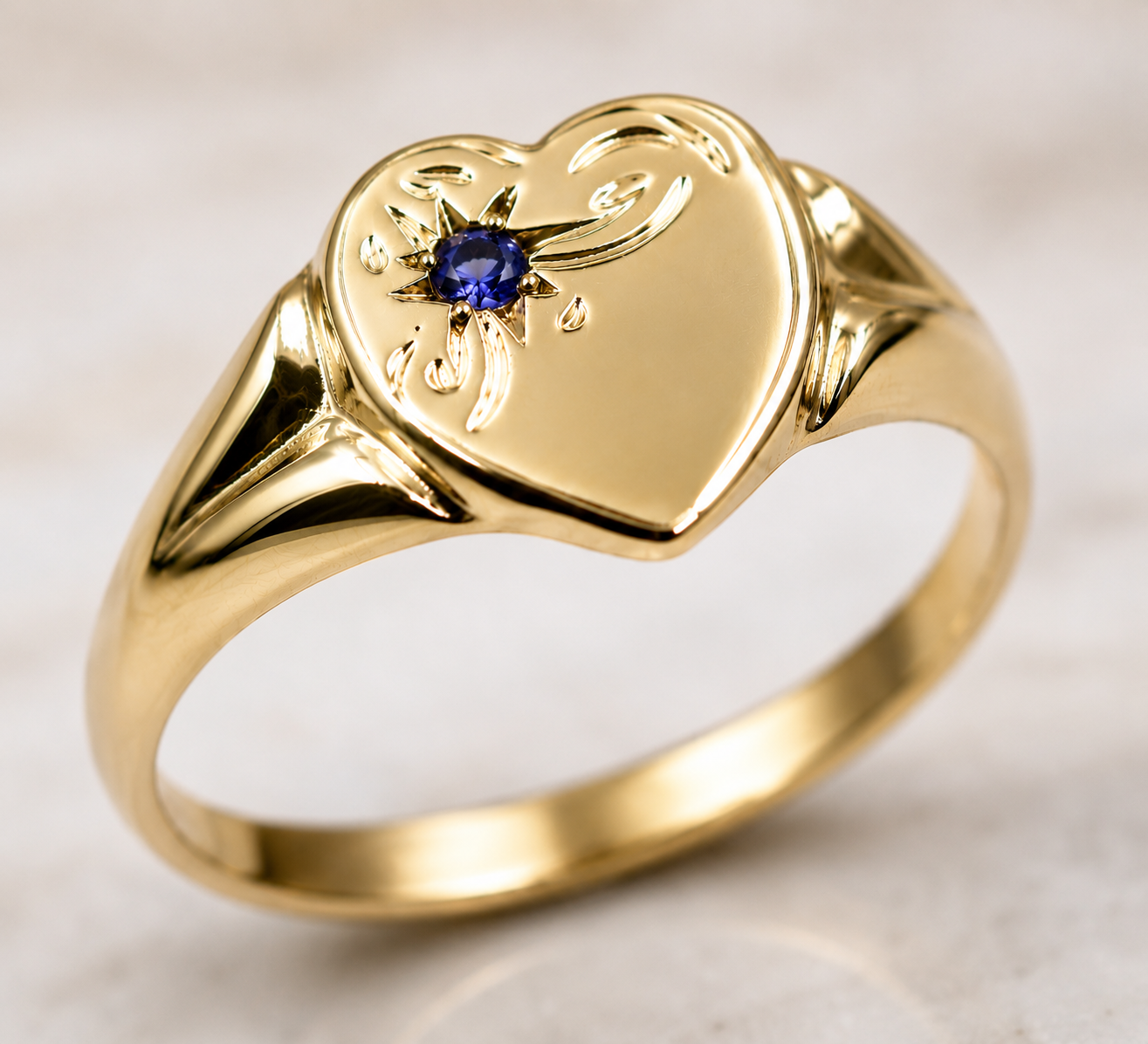 Genuine 9ct 9K 375 Yellow, Rose or White Gold Blue Sapphire (Birthstone- September ) Signet Ring 265