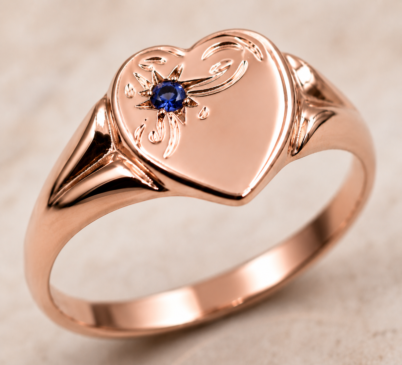 Genuine 9ct 9K 375 Yellow, Rose or White Gold Blue Sapphire (Birthstone- September ) Signet Ring 265