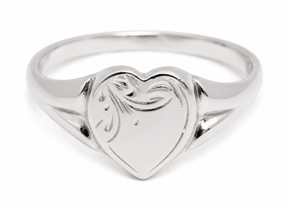 Genuine 9ct 9K 375 Yellow, Rose or White Gold Heart Signet Ring 265