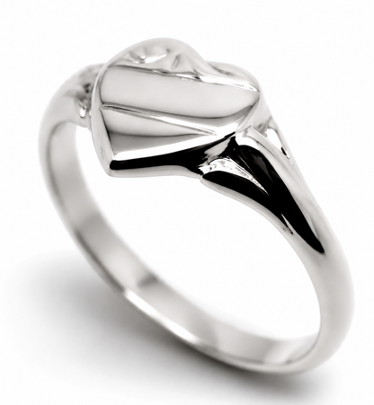 Genuine 9ct 9k 375 Yellow, Rose or White  Gold Small Heart Signet Ring - Choose your size 201