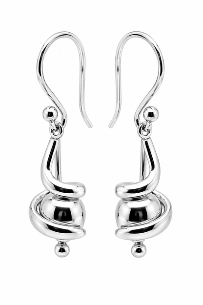 Kaedesigns, 9ct 9k 375 Yellow, Rose or White Gold 8mm Hook Swirl Ball Drop Earrings