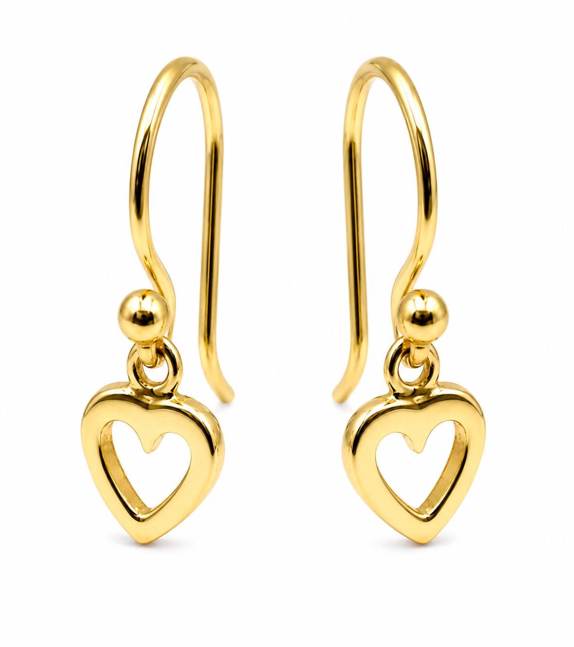 Kaedesigns Genuine 9ct 9k 375 Solid Delicate Small Yellow, Rose or White Gold Dangle Open Heart Earrings