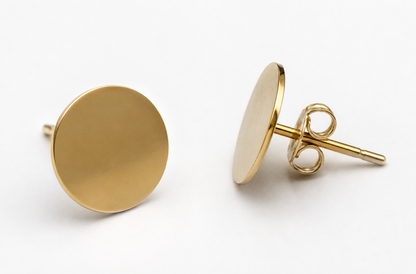 Genuine 9ct 9k 375 Yellow, Rose or White Gold 10mm Engravable Disc Earrings
