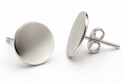 Kaedesigns Sterling Silver 925 10mm Round Disc Stud Earrings